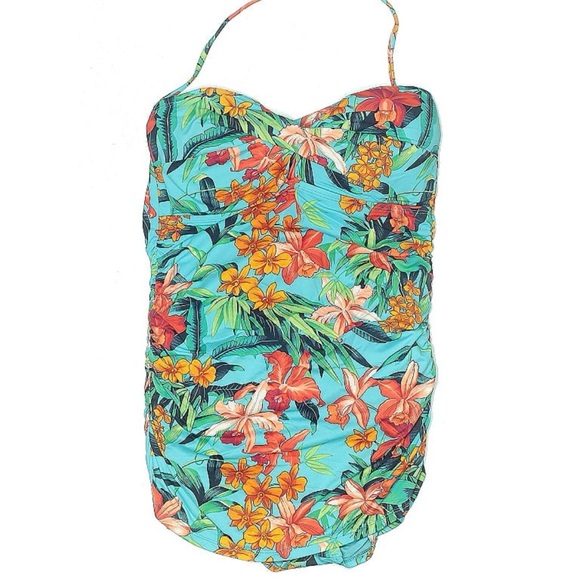 Tommy Bahama Floral One Piece Swimsuit - Blue and Orange - Picture 1 of 5